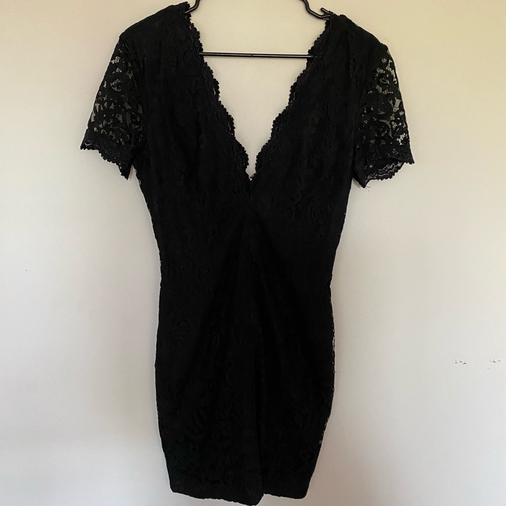 Black tight lace dress